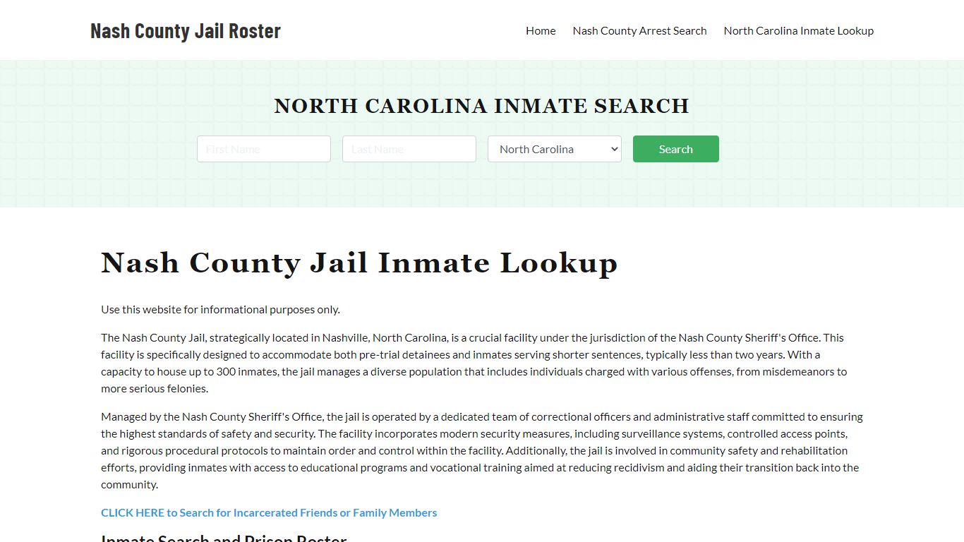 Nash County Jail Roster Lookup, NC, Inmate Search